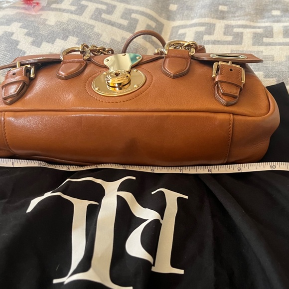 Ralph Lauren Collection Ricky Bag - Tan Leather Shoulder Bag with Chain Straps - Picture 16 of 16